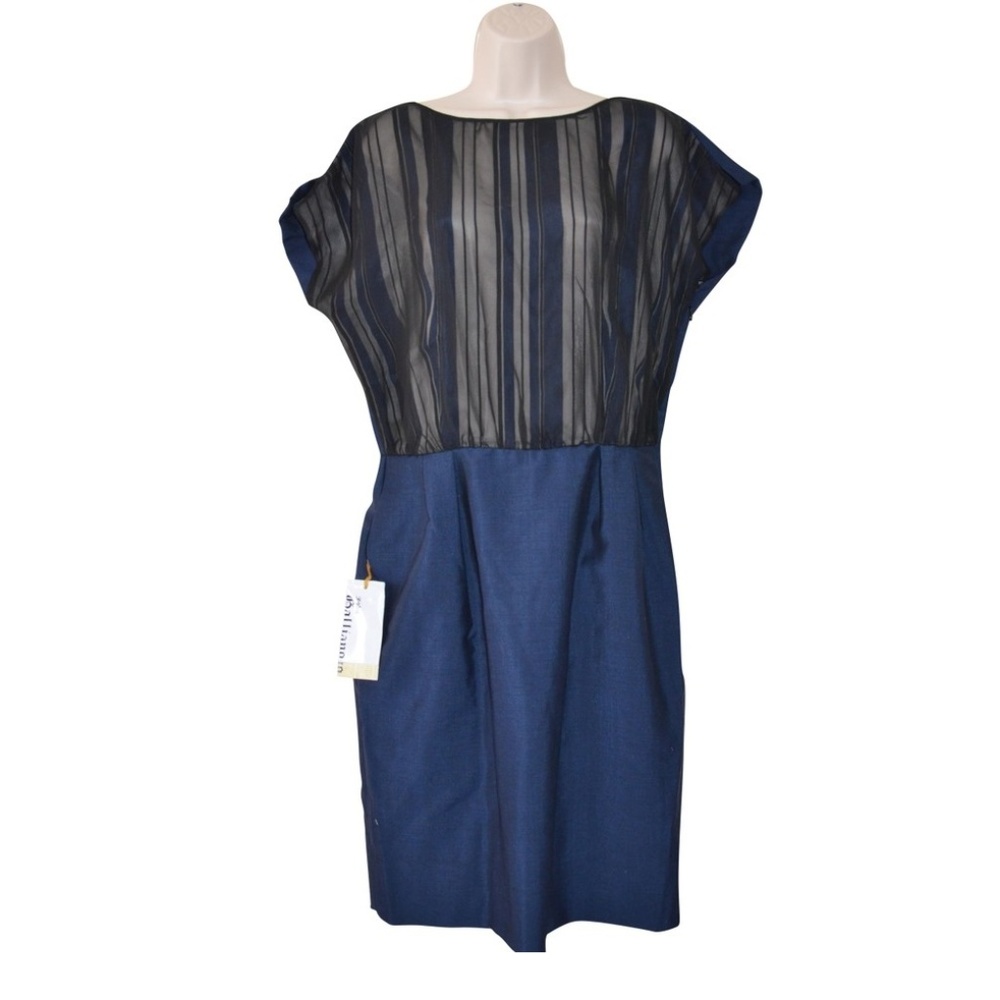 John Galliano Blue Wool Cap-sleeve Sheath Dress 10